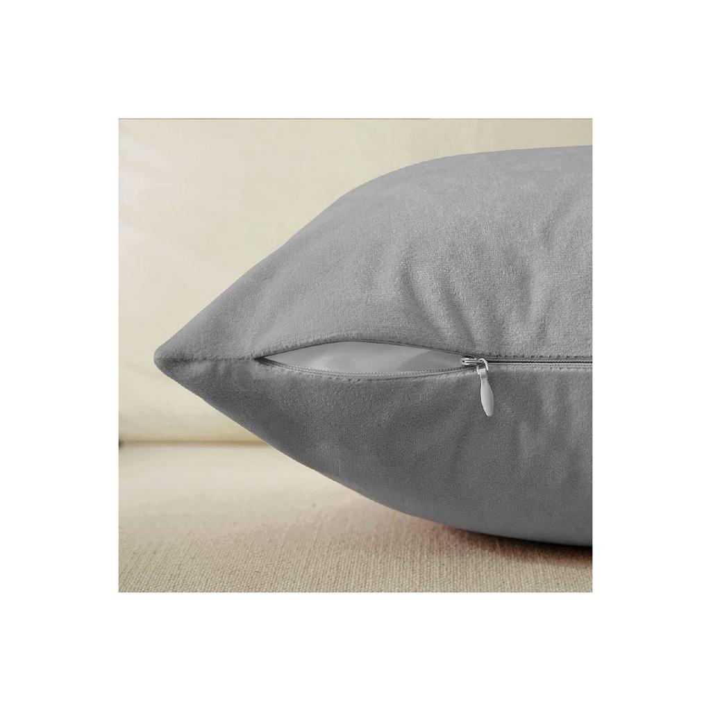 2 Pcs Velvet Look Decorative Throw Pillow Covers With Gold Leather Strips