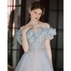 One-word Shoulder Evening Dress Dress Women's 1011 New Birthday Party Temperament French Socialite Host Atmospheric Dress