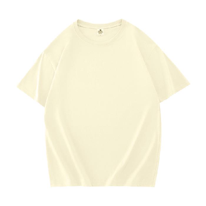Unisex 200g Pure Cotton Drop-Shoulder T-Shirt, Short-Sleeve, Blank Design, Ribbed Collar, Back-Buttoned, Ideal for Class Uniforms, High Quality.