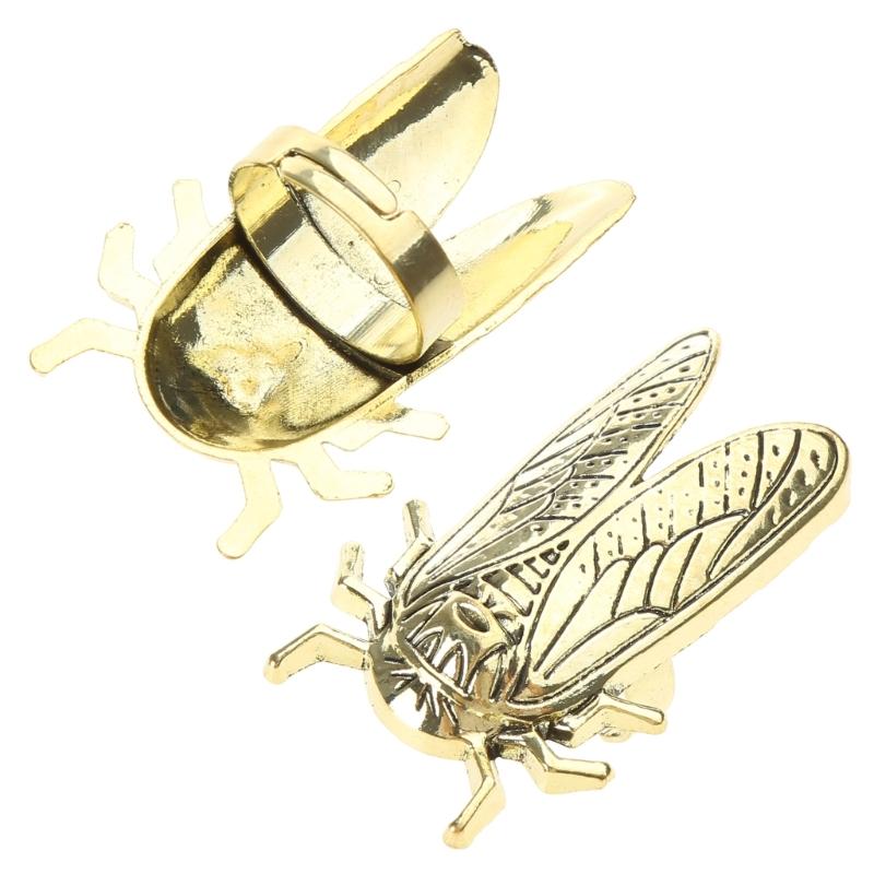 Creative Unisex Insect Adjustable Rings Unique Exaggeration Finger Rings Adornment Metal Cicada Shaped Rings Adornment