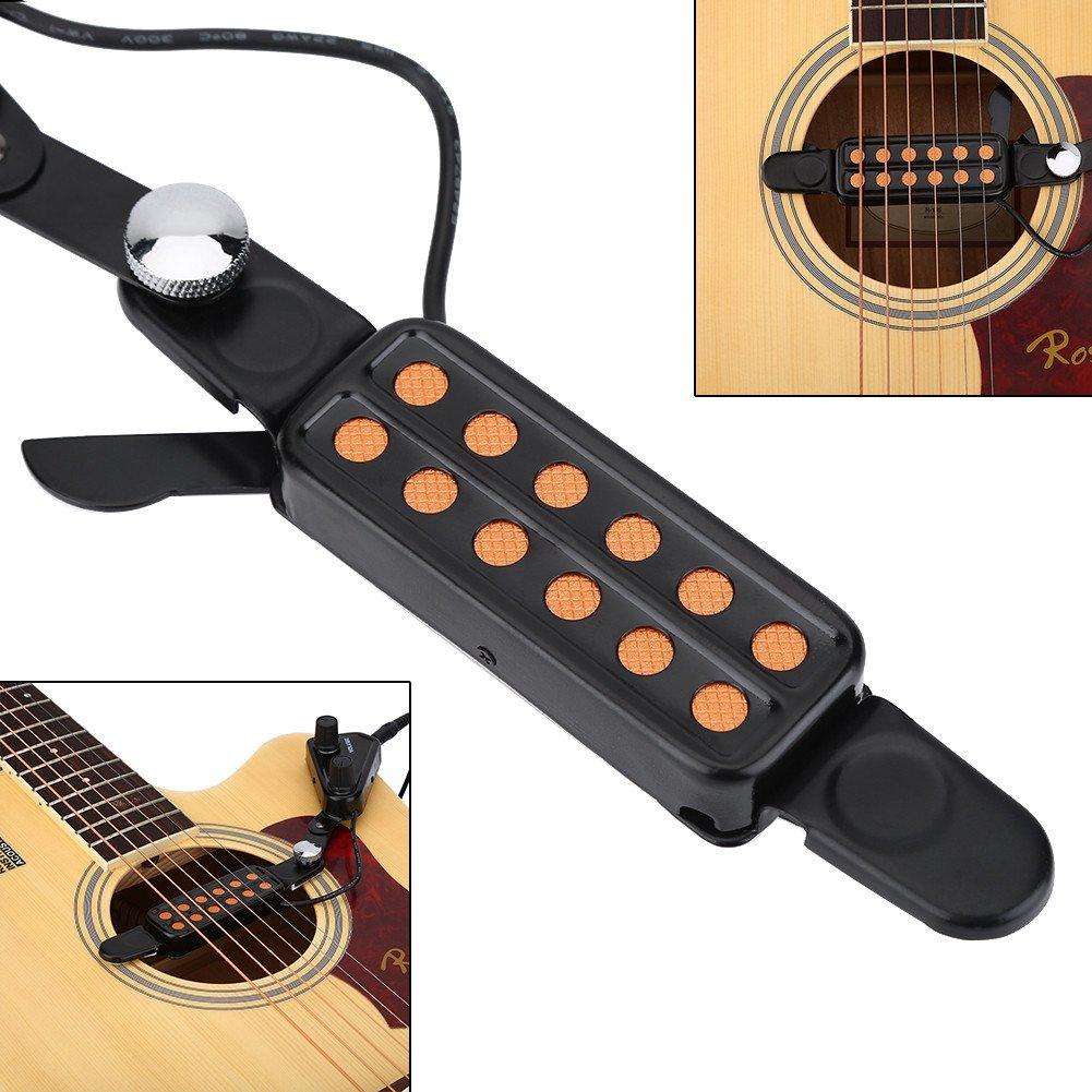 Guitar Soundhole Pickup, Acoustic Guitar Amplifier, Acoustic Guitar Pickup Transducer with Tone & Volume Controller, Easy Installation, Sound