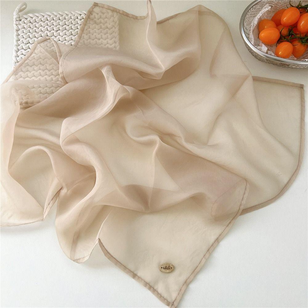 Solid Color Cotton Linen Scarves Thin Pure Color Silk Scarf All-match Square Handkerchief Female