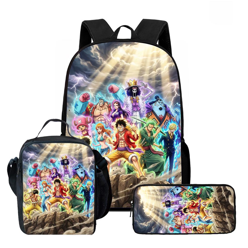 15 Inch One Piece 3-in-1 Backpack Set Unisex for Boys and Girls Age 6-10, Light Weight School Kit with Lunch Bag & Pencil Case