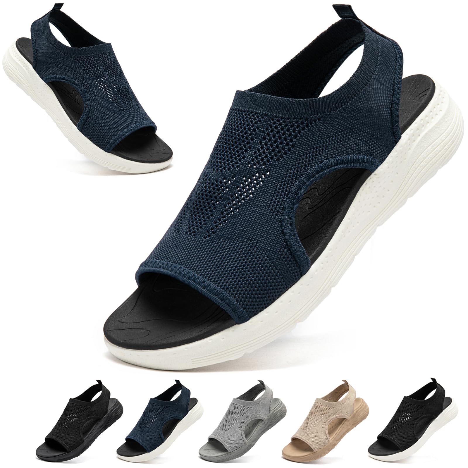 

MERPHINE Knit Mesh Sports Sandals with Thick and Stylish for Summer and Office Wear Women s Soles, Breathable, Lightweight,