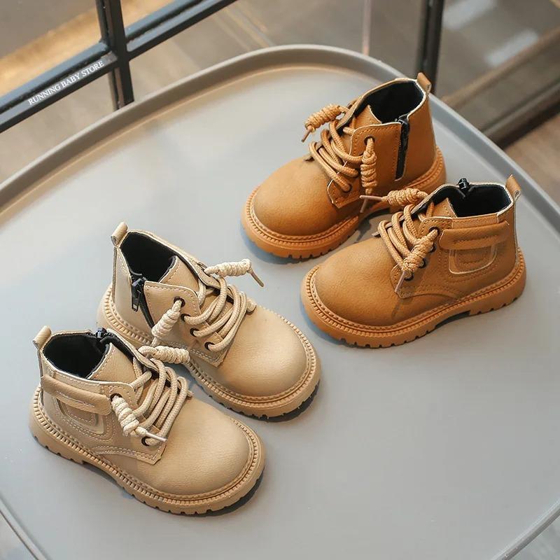 Handsome Chunky-sole Boys Girls Boots Fall British Style Non-Slip Riding Boots for Children Ankle Boot Shoes Kids