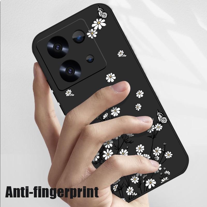 Flower Butterfly Print Myk Slim Case For Xiaomi 13T Poco X6 F6 X5 Redmi Note 13 12 11 Pro 10 Lens Beskyttelse Støtsikker Silikon lanyard telefondeksel