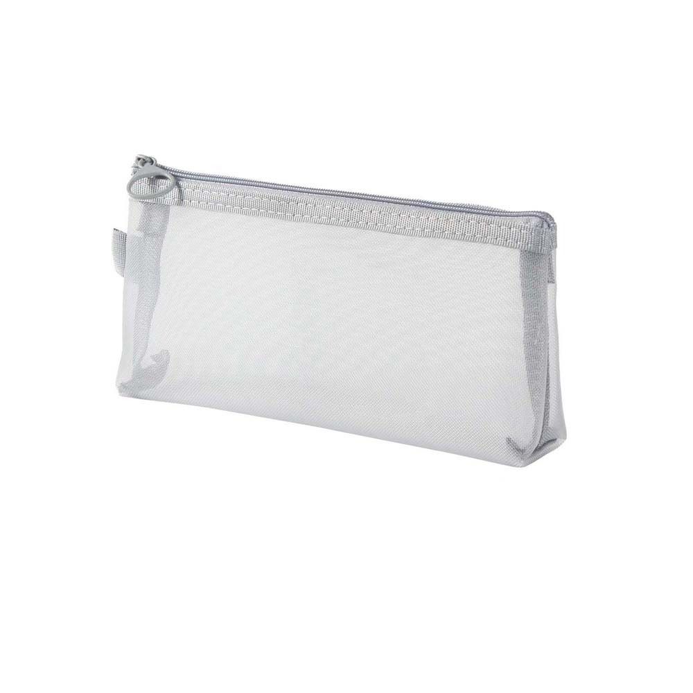 

Zipper Mesh Cosmetic Bag Morandi Color Perspective Makeup Bag Mesh Storage Bag Wash Face Grey-StyleA
