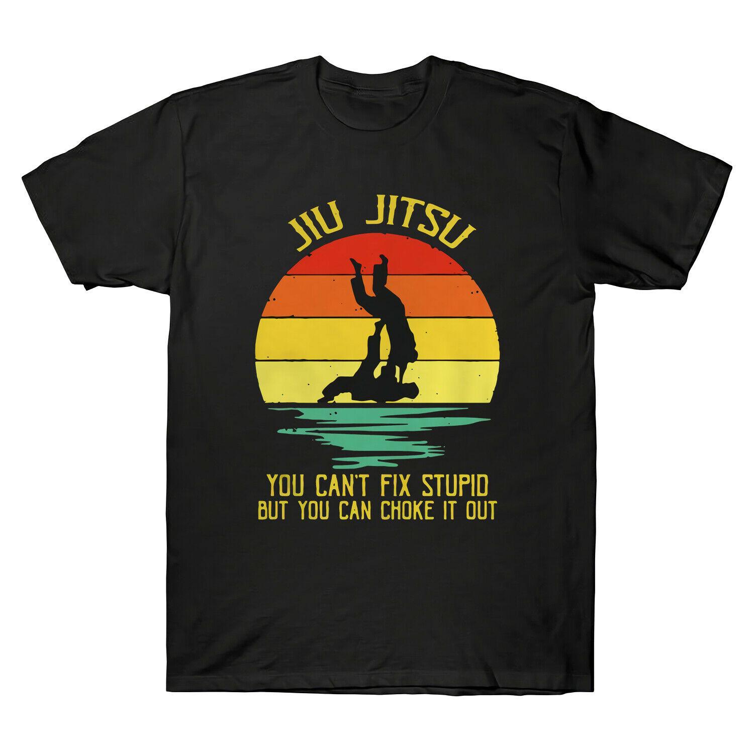 

Jiu Jitsu You Can t Fix But You Can Choke It Out Vintage Men s T-Shirt Funny Cool Print Top Summer Casual Men T-Shirt S