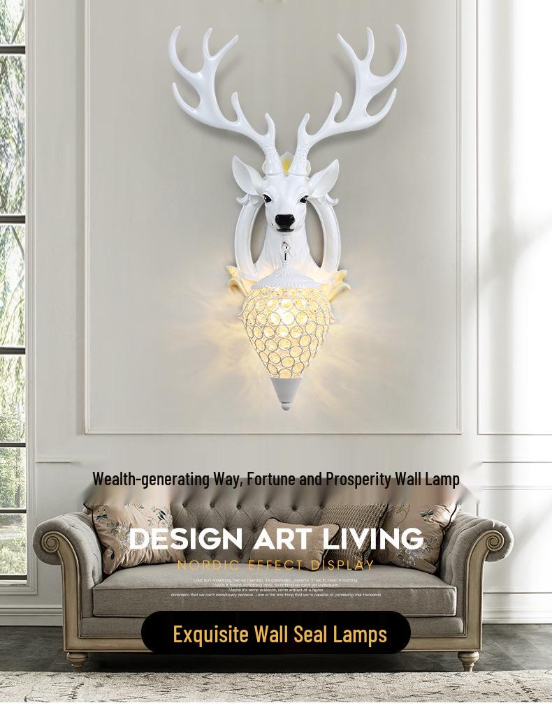 Deer Antler Wall Lamp: European Creative Lighting for Living Room, TV Background, or Bedside Décor