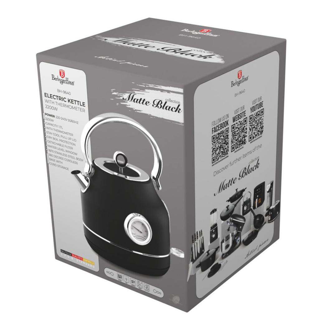 Electric Kettle 1.7L With Thermometer Berlinger Haus Bh-9640 Matte Black