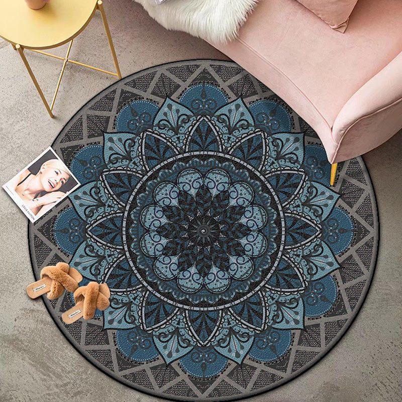 Bohemian Round Living Room Carpet Retro Decoration Bedroom Easy Cleaning Non-slip Rug Lounge Coffee Tables Washable Floor Mat
