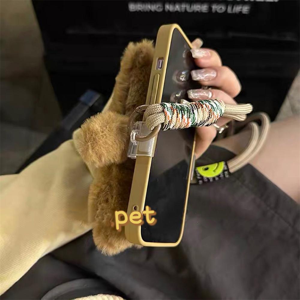 Cute 3D Plush Bear Phone Clip Adjustable Crossbody Lanyard Strap Korean Phone Bracelet Anti-Lost Lanyard Jewelry Girl Woman