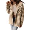 Fall Winter Women's Plaid Jacket Long Sleeve Hooded Cozy Coat with Pockets
