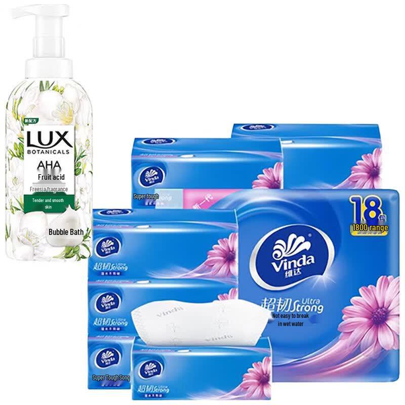 Lux Freesia Shower Gel & Vinda Tissue Pack Bundle