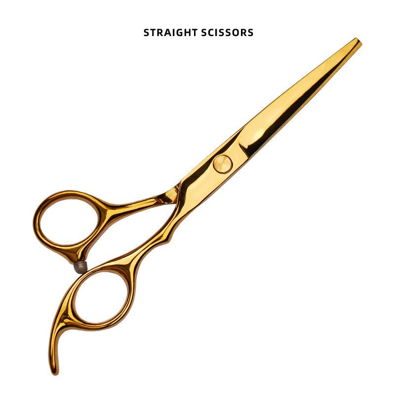 Stainless Steel Gold Hand-Shaped Hairdressing Scissors for Cutting and Thinning Hair