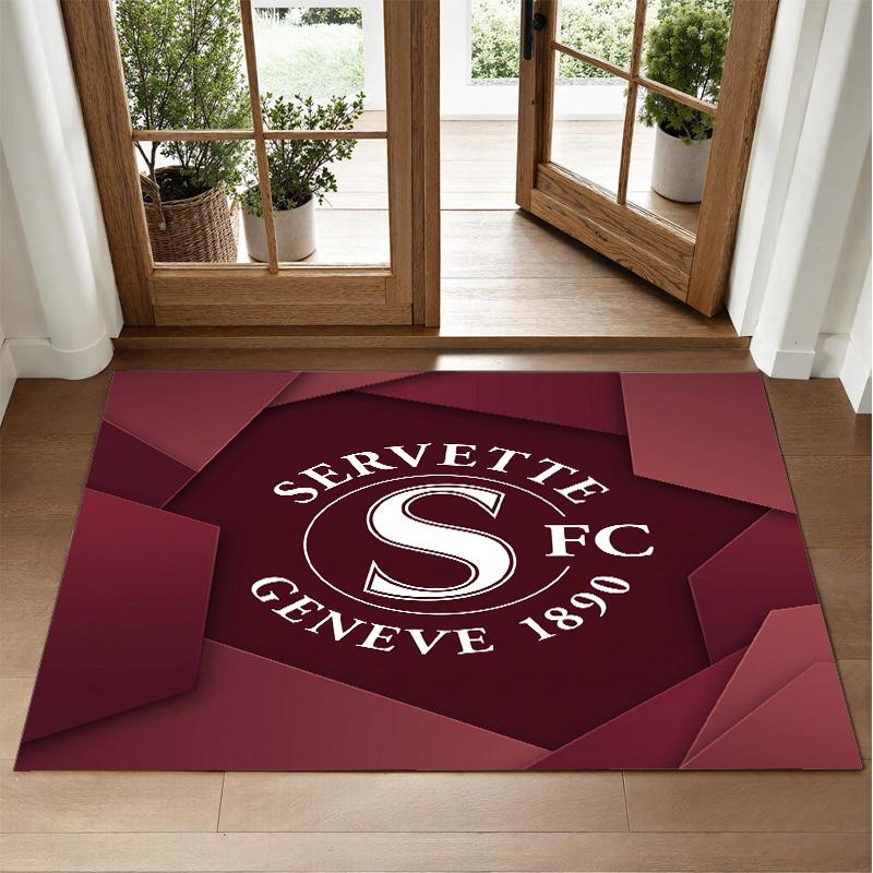 Servette FC Design Křišťálový Sametový Koberec Měkká Dekorativní Rohožka pro Ložnici Vstup