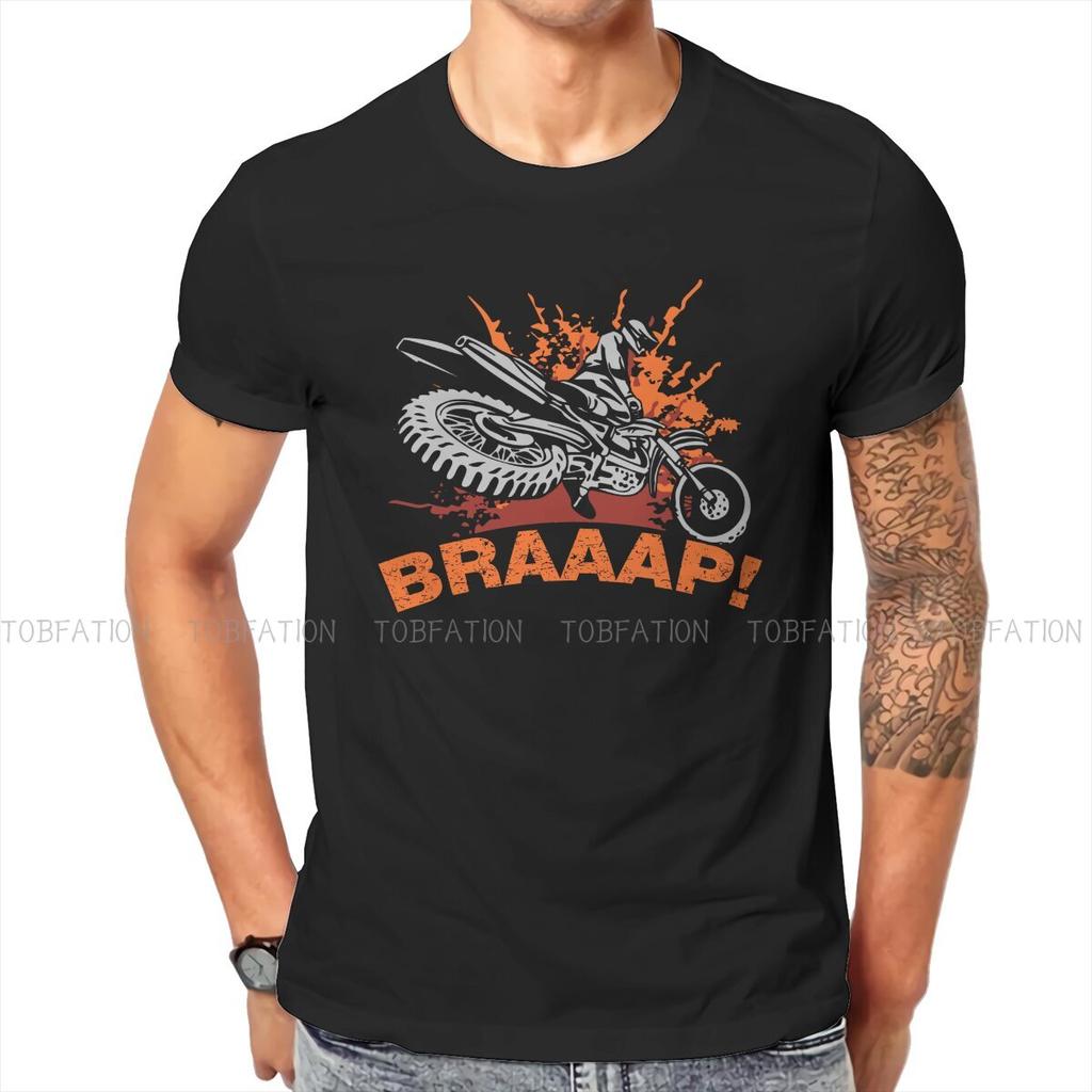 Braaap Dirt Bike Motocross O Neck Tshirt Enduro Cross Motorcycle Racing Fabric Classic T Shirt Mans Tops Fashion Oversized