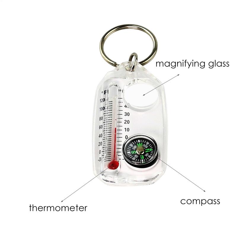 1pc Multifunction Mini Keychain Camping Compass Thermometer Outdoor Climbing Temperature Tester Survival Guiding Compass Tool