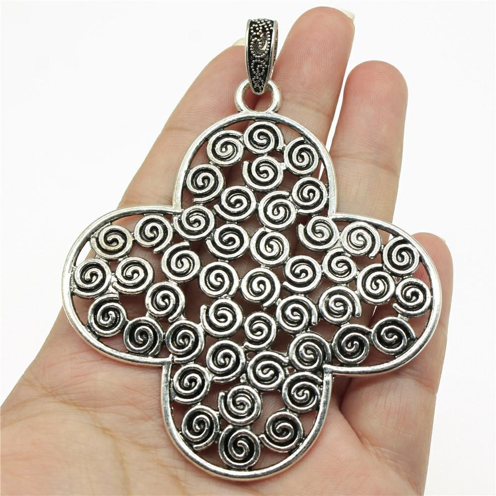 1pcs Big Size Hollow Flower Heart Pendant For Necklace Making DIY Handmade Craft Pendant Jewelry Making