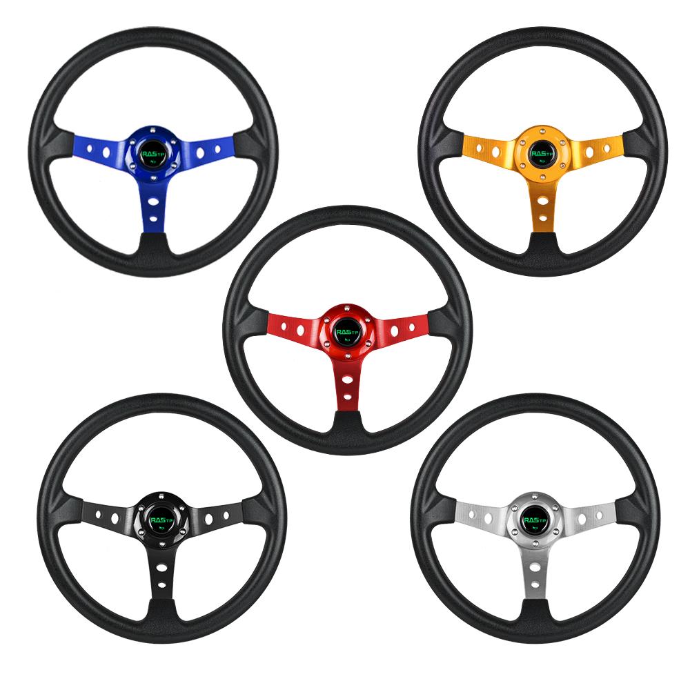 Universal 14inch 350mm Car Racing Steering Wheels Aluminium PU Deep Corn Dish Sport Drifting Steering Wheel STW020