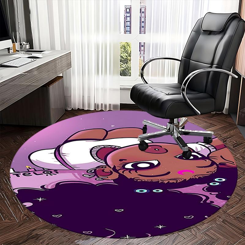 Charming Cartoon Character Round Chair Mat - Perfect for Home Decor, Office Use, and Gifts!0506b