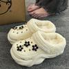 New velvet hole shoes women's winter non-slip outer wear cotton shoes heightened thick-soled home removable cotton slippers