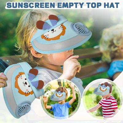 Kinder Sonnenhut mit Ventilator, Kombiniert Sonne und Funktionen/Unsichtbarer Ventilator Schwarze Technologie/Lange Akkulaufzeit/Leicht und tragbar