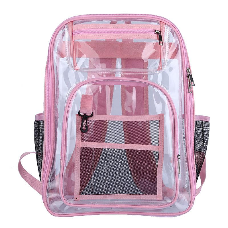 

Transparent Waterproof Double-Shoulder Bag for Junior and Senior High School Students Large Capacity Korean Style Simple Casual PVC School Backpack 44cm*30cm*16cm