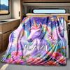 Colorful Unicorn Blanket Personalized Name Soft Comfortable Stylish Blanket Car Blanket Perfect For Travel Camping Outdoor Home Suitable For All
