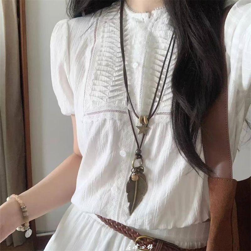 Collier Croisé Vintage Spice Girl Style Doux Cool Double Couche Chaîne Clavicule Empilée Accessoires de Collier Premium pour Femmes