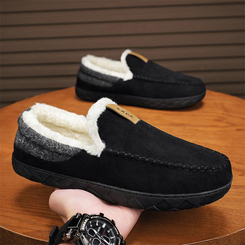 

2025 Men s Lazy Slip-on Snow Boots, Winter Velvet Warm Fur Cotton Shoes for Northeast Men 39 чёрный