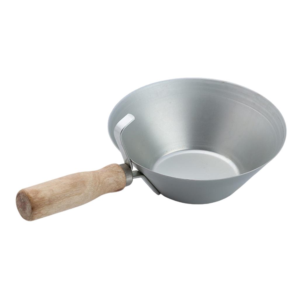 Stainless Steel Mud Pans With Wood Handle Heavy Duty Drywall Plaster Mud Pans Scraping Bar Scoops for Plastering Tools