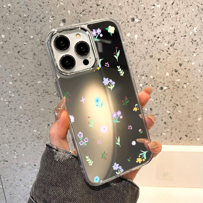 Rose Flower Phone Case For iPhone 16 Pro Case Funda iPhone 13 11 12 14 15 Pro Max Plus XR X XS Shockproof Make Up Mirror Cover