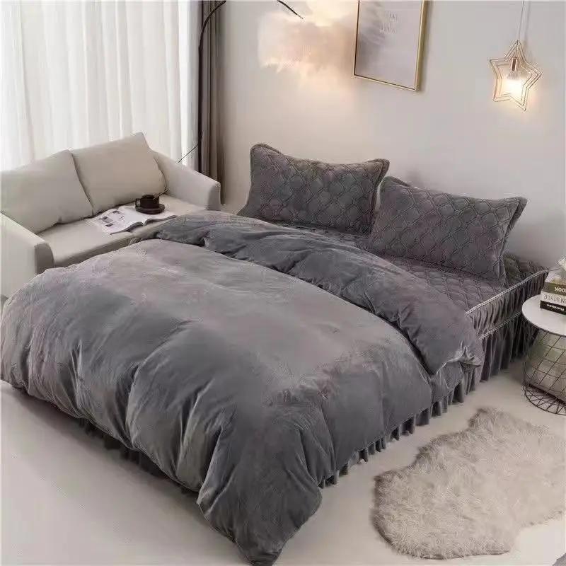 Winter Thickened Soft Crystal Velvet Single-Piece Quilt Cover Warm Single Flannel Quilt Cover Milk Velvet Quilt Cover Bedding