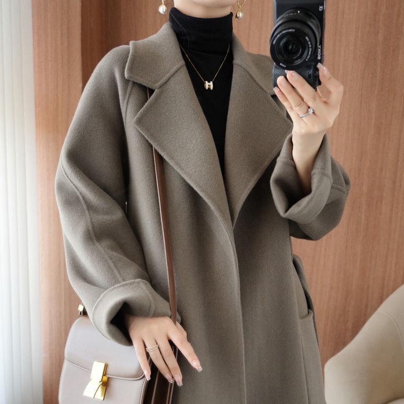 2023 Women's Mid-Length Oversized Double-Faced Cashmere Wool Coat