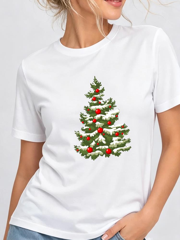(Asian Size) style trend Print Woman Clothing New Year T Shirt Christmas Festival Tee Women Fashion Top Short Sleeve Graphic T-shirts