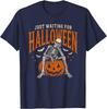 Just Waiting for Halloween Funny Skeleton Coffee Pumpkin Unisex T-Shirt