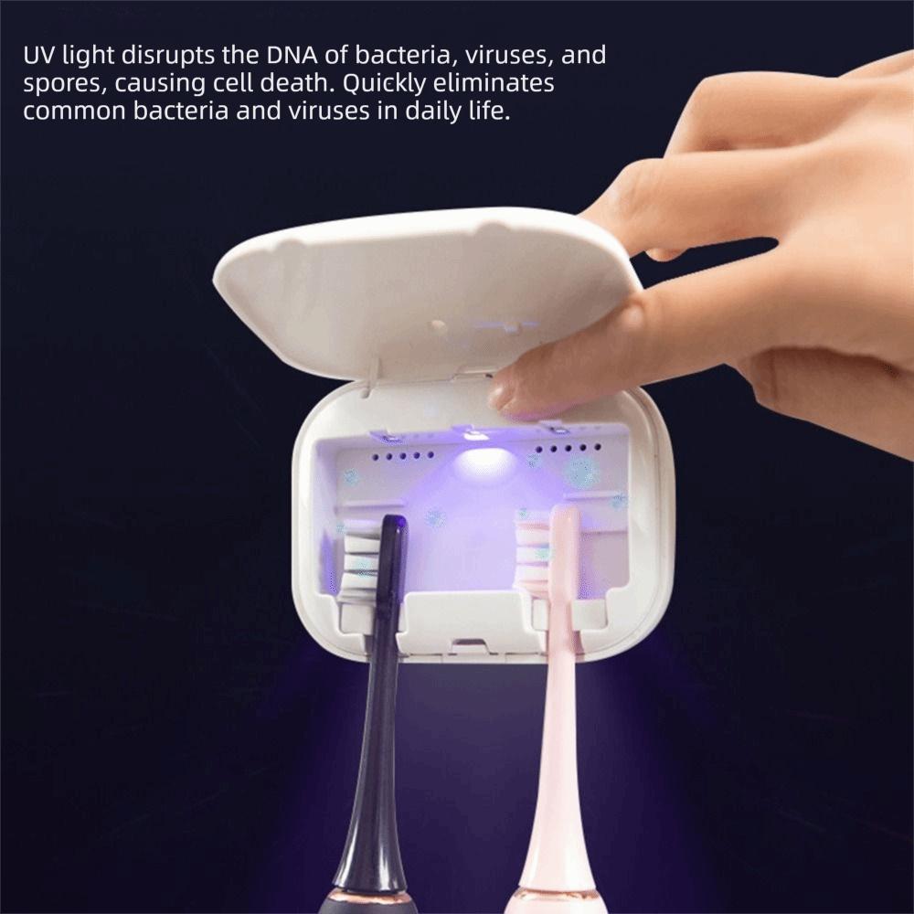 2 Brush Slots Smart Toothbrush Sterilizer Self-Draining UV Toothbrush Sterilizer Rack  Travel
