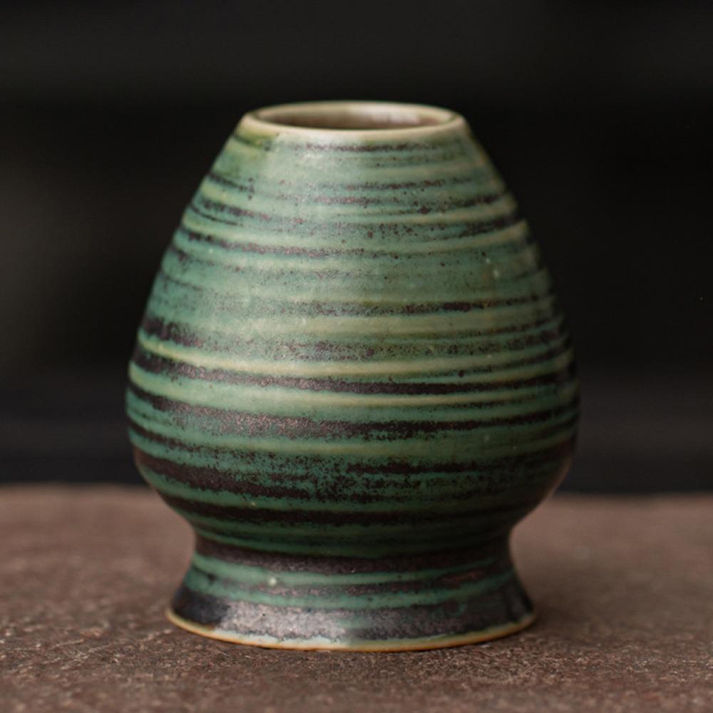 Ceramic Matcha Holder Kiln Discoloration Smooth Whisk Stand Holder Handmade Bamboo Matcha Chasen Holder for Tea Set Accessories