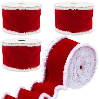 4 Rollen Weihnachts-Samtbänder, Dekorative Breite Bandrollen DIY Bastelstoff,