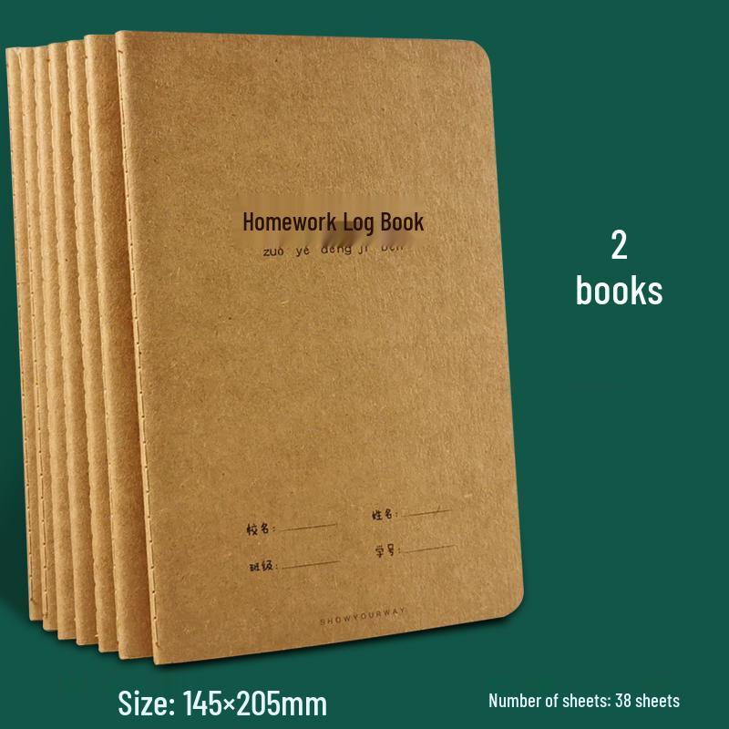 32K Cowhide Notebook for Elementary Third Grade - Small Size Homework and Notes Record Book