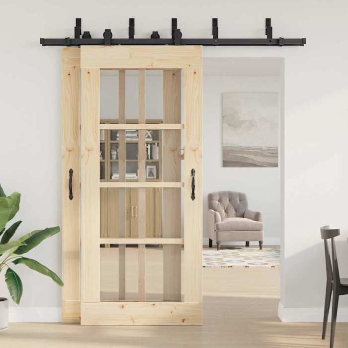 VidaXL Sliding Door Hardware Kit 200 Cm Steel Black, Sliding Door Hardware, Door Rail of 3295730