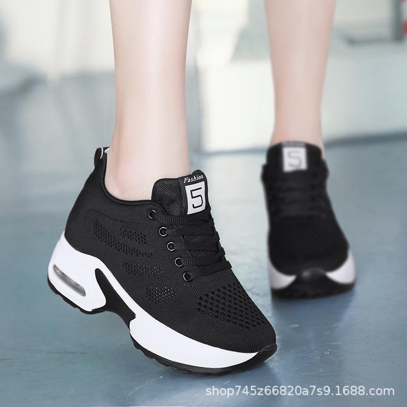 

Inner height-increasing women s sports shoes, new mesh breathable little white shoes, thick-soled ghost step shoes, soft-soled height-increasing squar 40