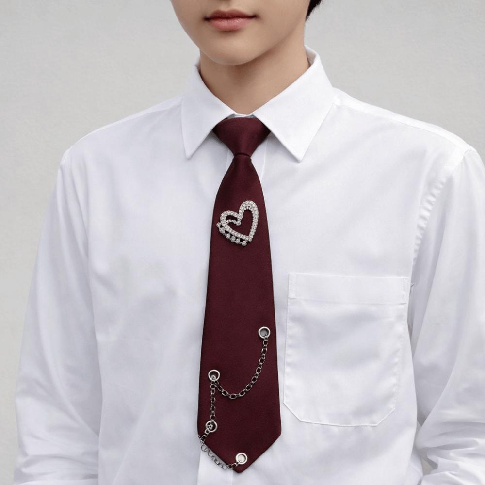 Black Love Heart Tie Korean Style Shirt Tie Elegant Long Necktie JK Uniform Decoration