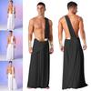 Mens Ancient Greek Cosplay Costume Long Skirt Wristbands One Shoulder Strap Roman Toga Halloween Warrior Gown