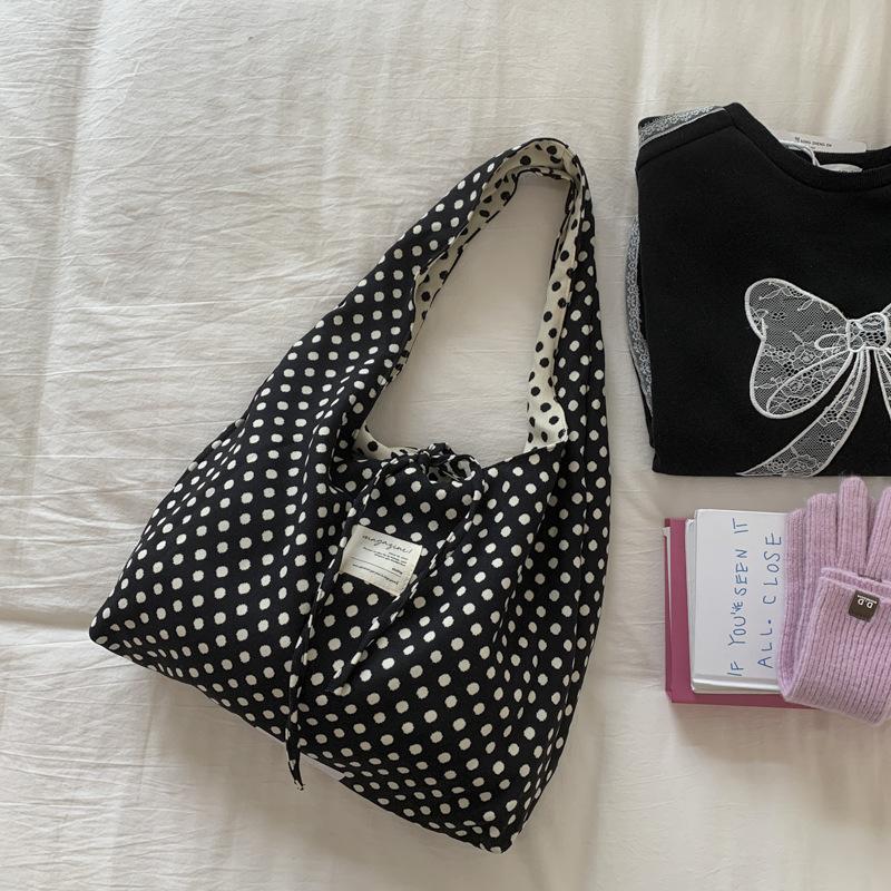 

Ленивый стиль Сумка под мышкой Сумка-тоут В горошек Двойной багет