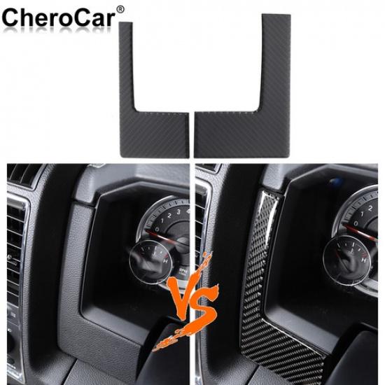 Left & Right Dashboard Trim Decor for Dodge RAM 1500 10-2015 Soft Carbon Fiber