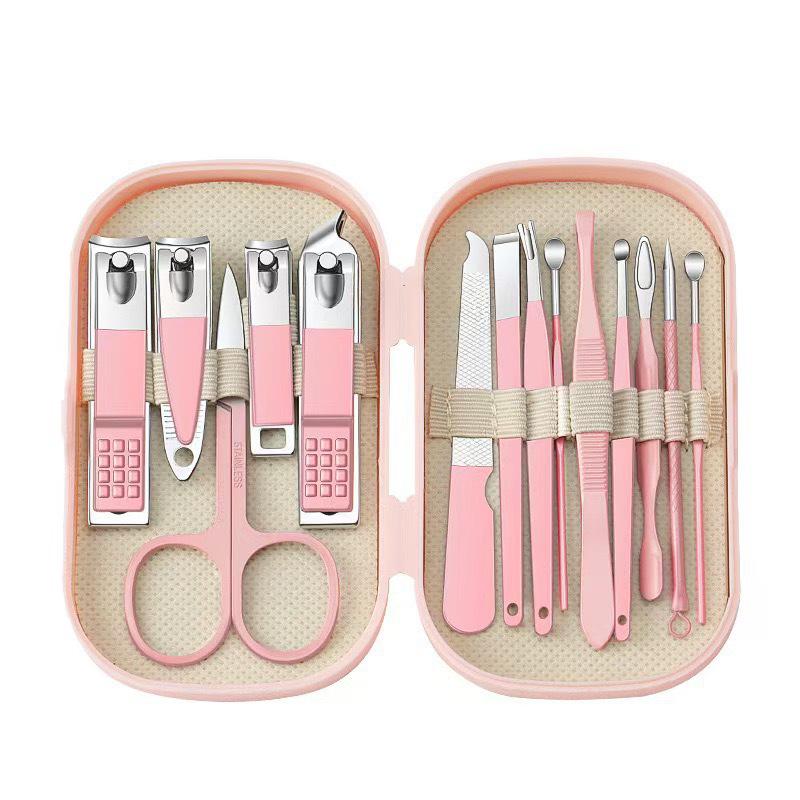 Portable 14-Piece Manicure & Pedicure Set - Nail Clippers, Ear Pick Tool for Women