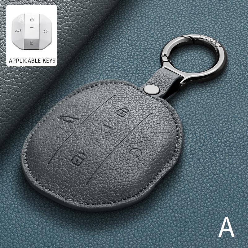 Leather Car Key Case Cover For Chery Jetour Mountain Sea T1 T2 Anti-Scratch Durable Auto Keychain Protector Decorative Accessory