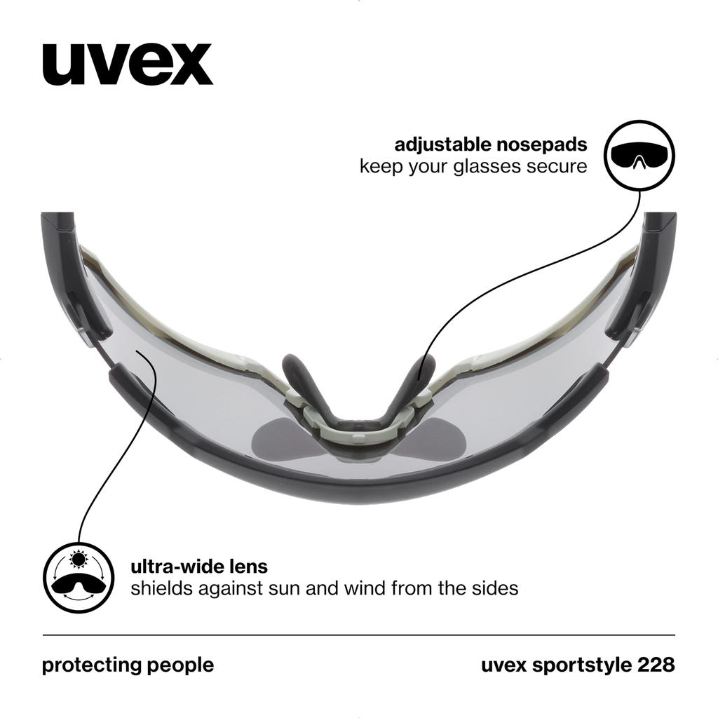 Uvex Sportstyle 228 Sports Sunglasses with UV400 Mirrored for Cycling and Outdoor Activities Protection, Anti-Fog, Lenses,